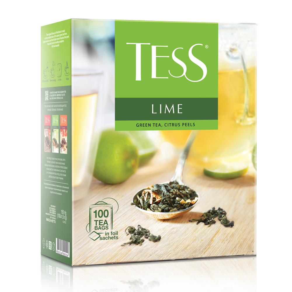 Чай Tess Lime зеленый с цедрой цитрусовых 100*1,5г