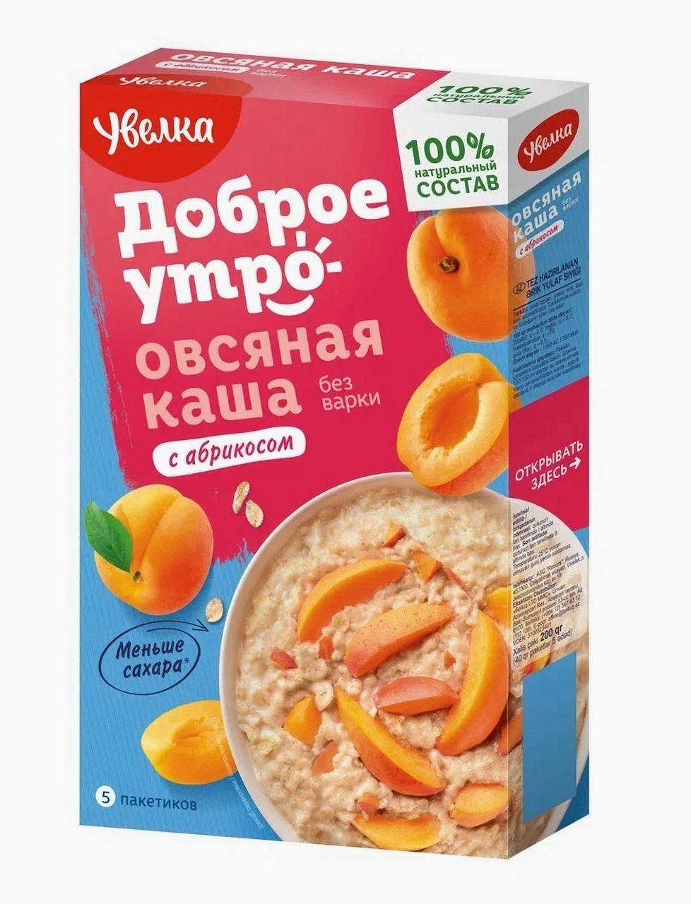 Каша овсяная Увелка с абрикосом (40г x 5шт), 200г