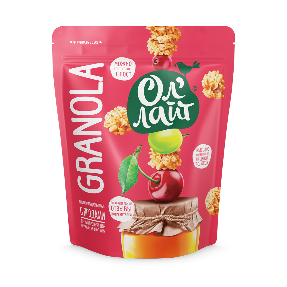 Гранола Ол Лайт Медовая с ягодами 280 г