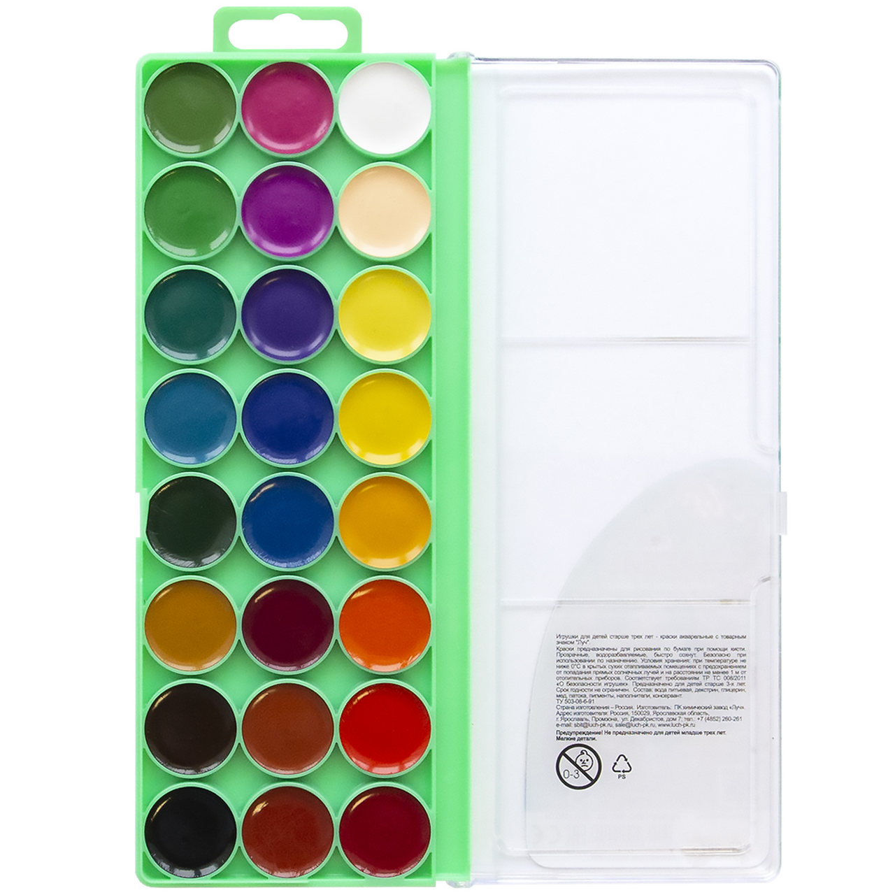 Краски акварельные Луч ZOO 24 цвета без кисточки, 77г