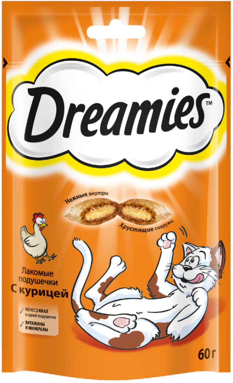 Лакомство Dreamies подушечки с курицей для взрослых кошек 60 г