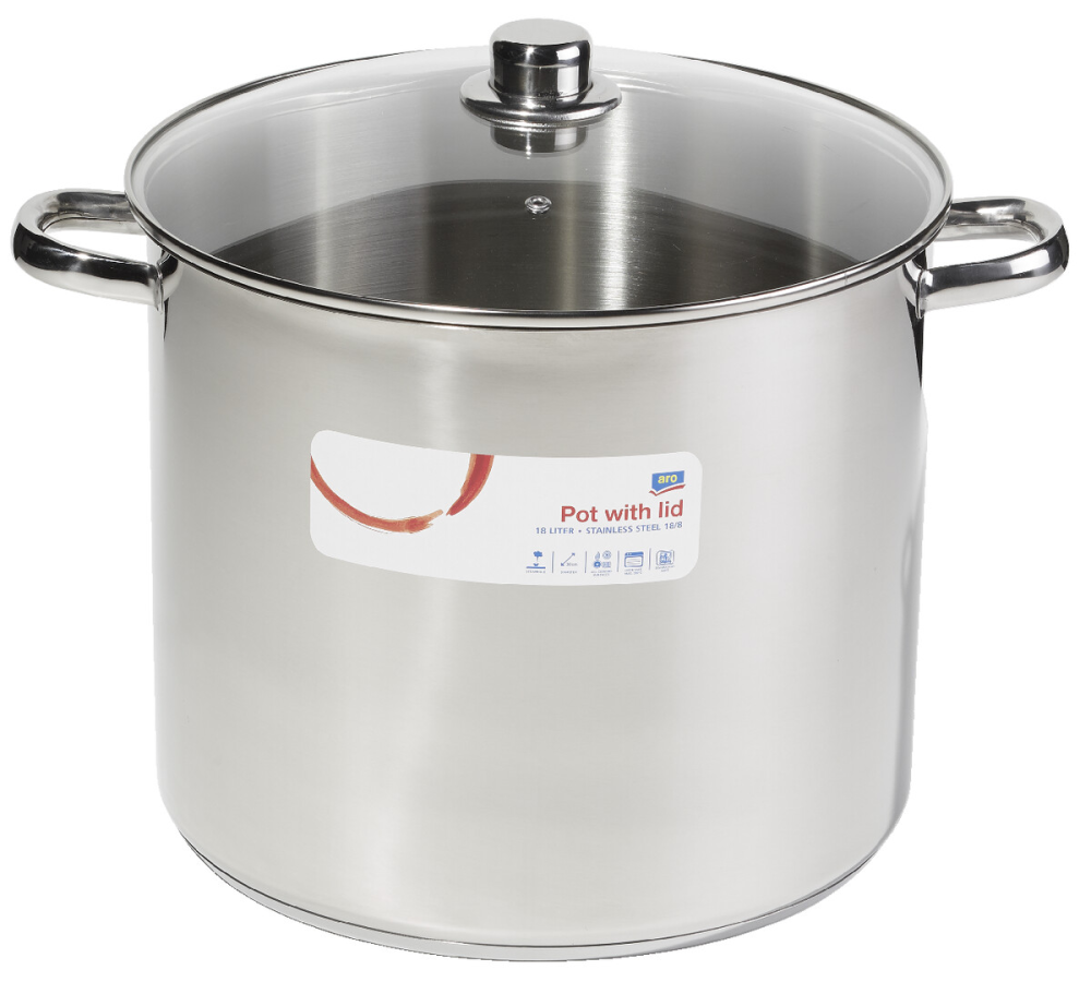 aro Кастрюля с крышкой из нержавеющей стали 18л, 30см