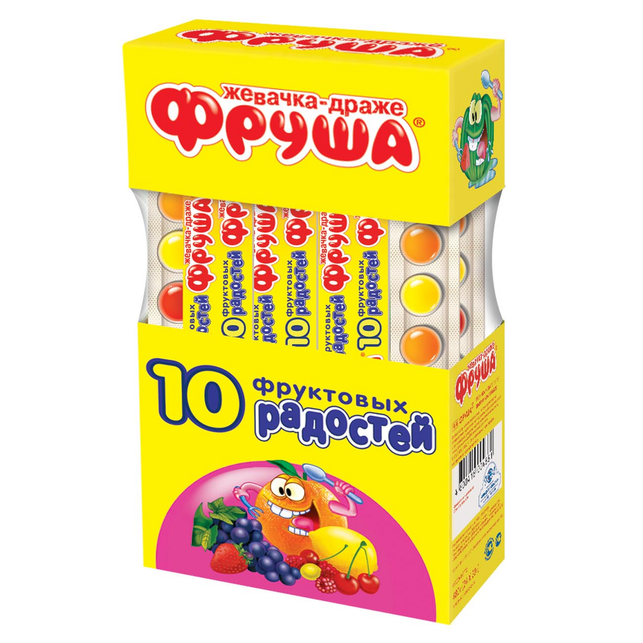 Жевательная резинка Фруша 10 Фруктовых радостей, 20г