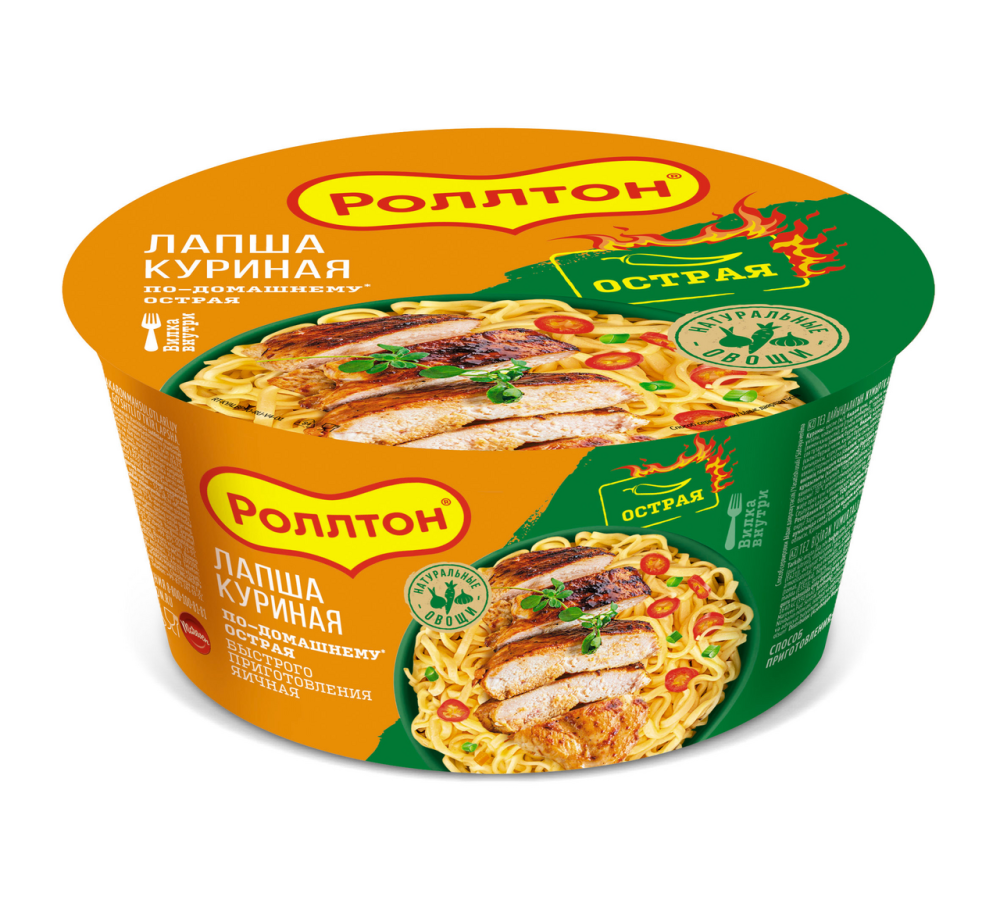 Лапша Роллтон быстрого приготовления куриная острая, 90г