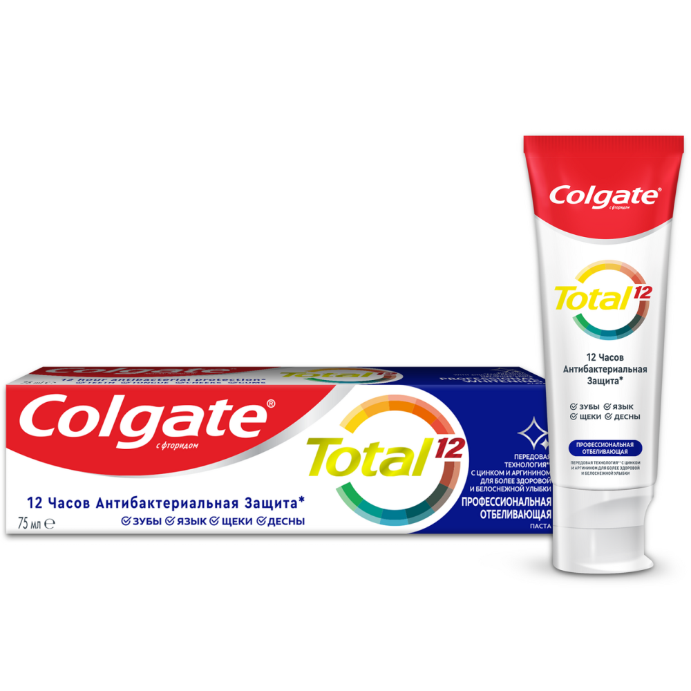 Зубная паста Colgate Total 12 Профессиональная Отбеливающая комплексная антибактериальная 75 мл