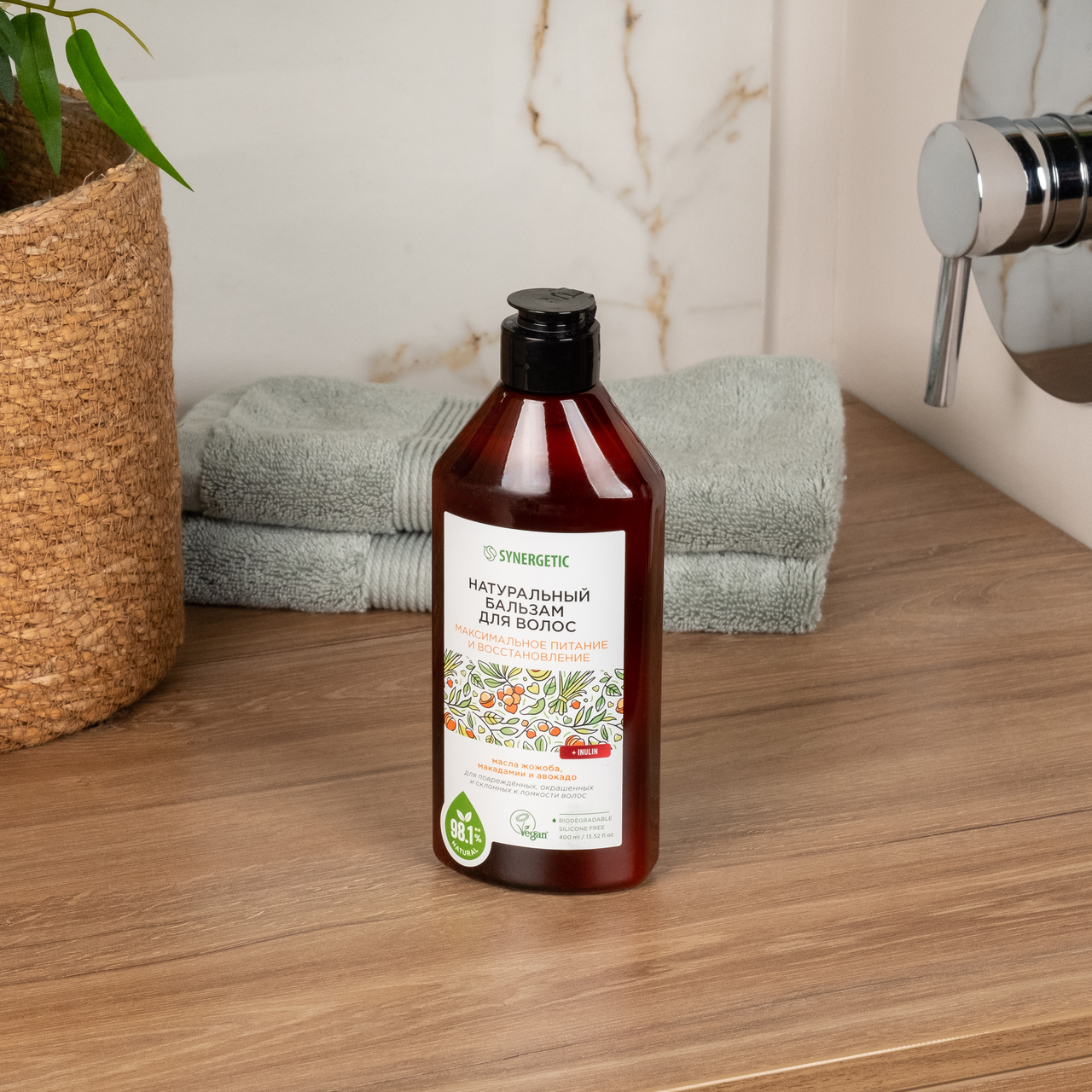 Шампунь Synergetic Максимальное питание и восстановление для окрашенных волос, 400мл