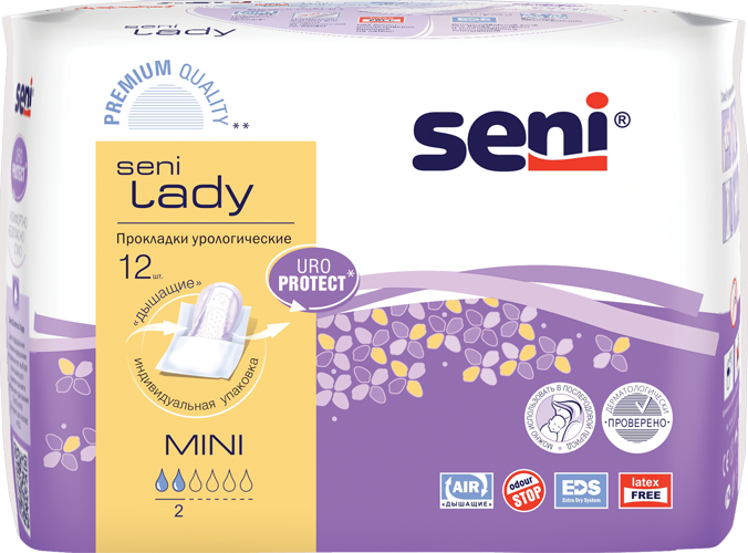 Прокладки урологические женские Seni lady Mini 2 капли 12 штук