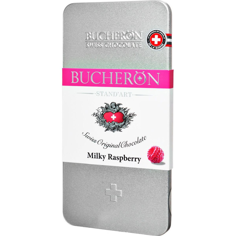 Шоколад Bucheron молочный кусочками малины 33% 100г