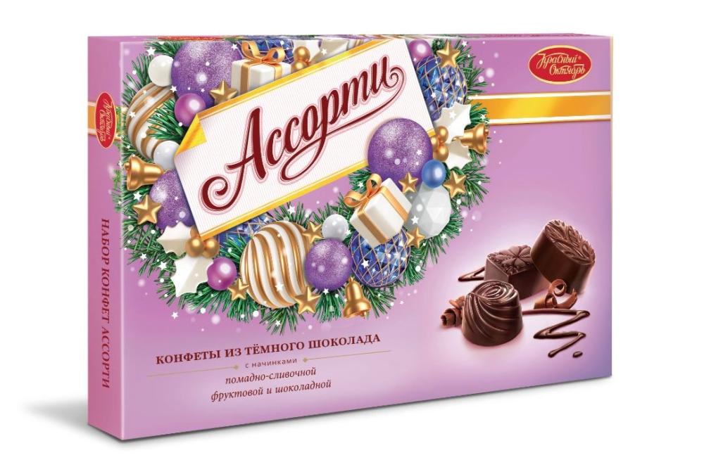Конфеты Красный Октябрь ассорти в темном шоколаде, 185г