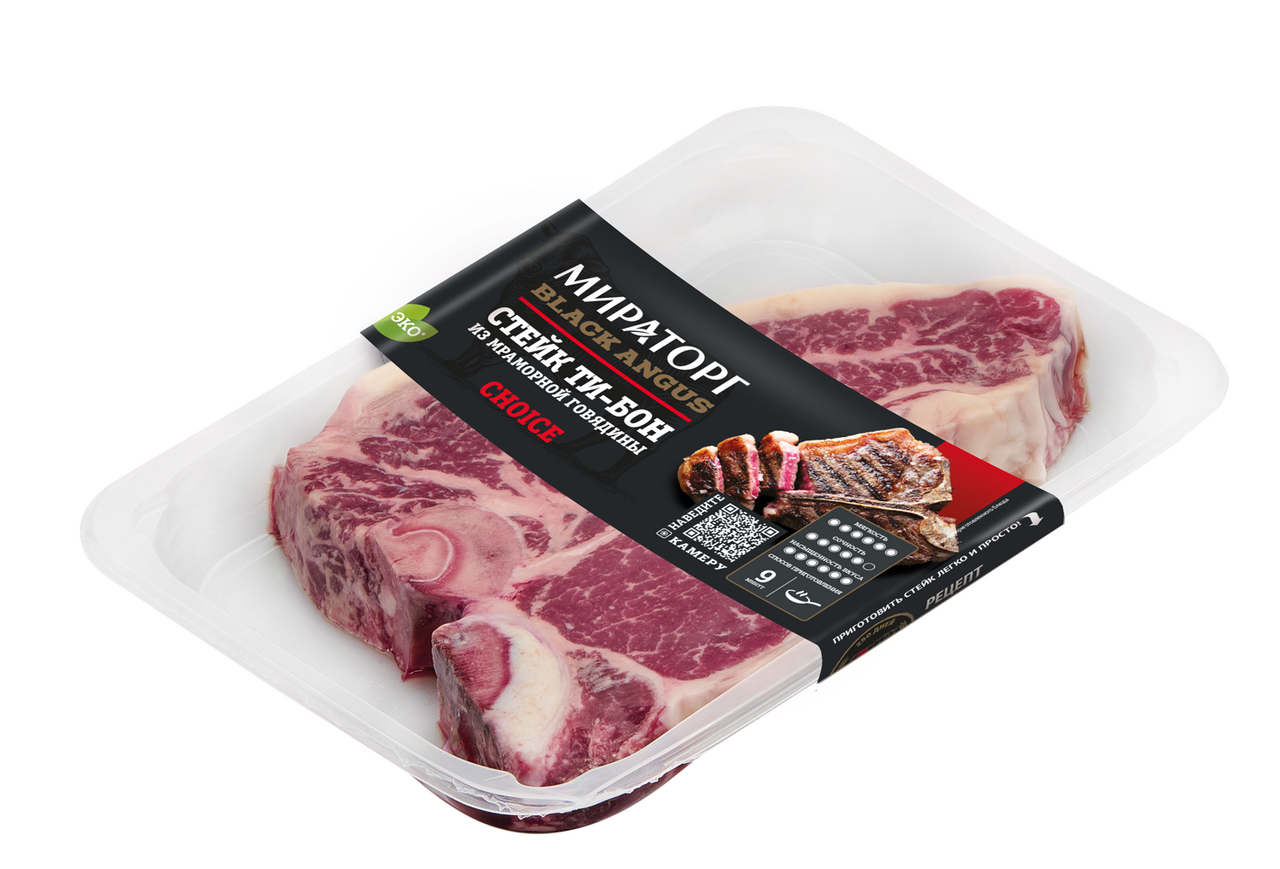 Стейк из мраморной говядины Мираторг Ти-Бон Choice Black Angus, ~600г
