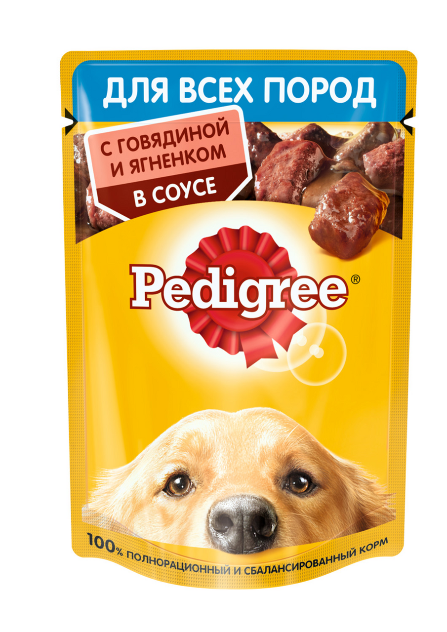 Корм влажный Pedigree с говядиной и ягненком в соусе для взрослых собак всех пород 85 г