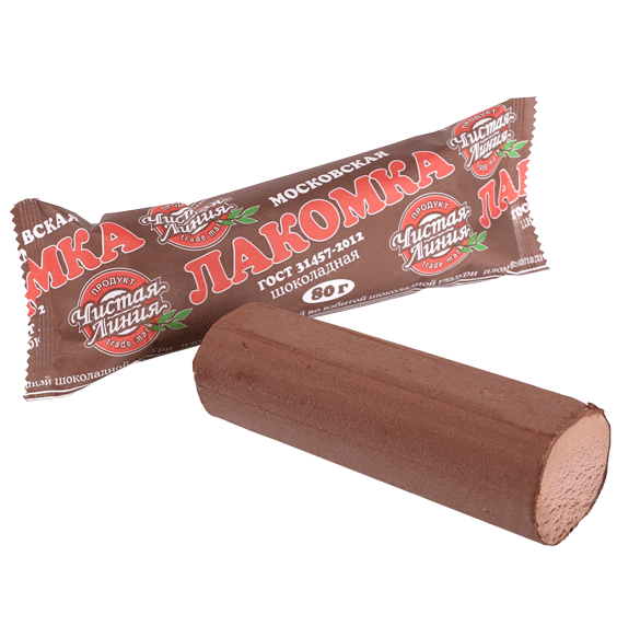 Мороженое Чистая Линия Лакомка Московская пломбир шоколадный в шоколадной глазури 80 г