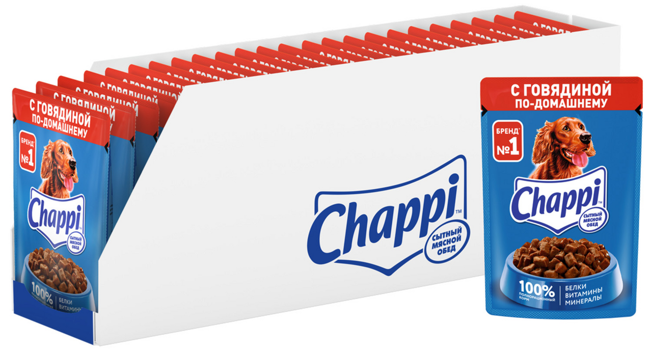 Корм влажный Chappi Сытный мясной обед говядина по-домашнему для собак 85 г