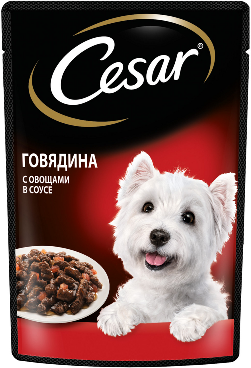 Корм влажный Cesar с говядиной и овощами в соусе для взрослых собак 85 г