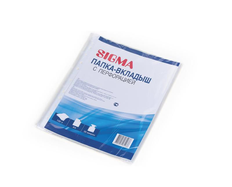 Папка-вкладыш с перфорацией SIGMA, А4, 35 мкм, 100 шт.