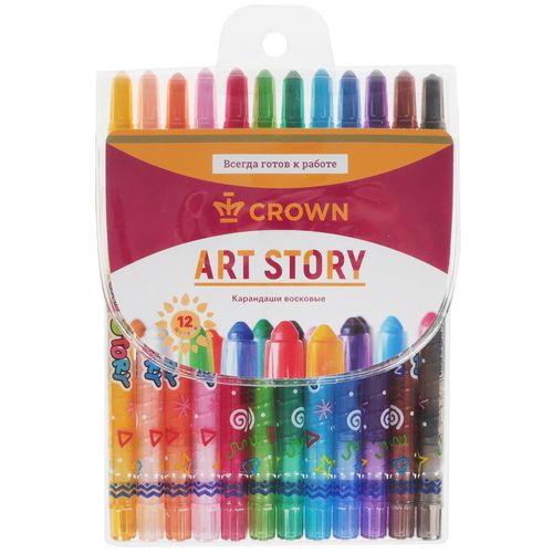 Карандаши Crown восковые 12 цветов