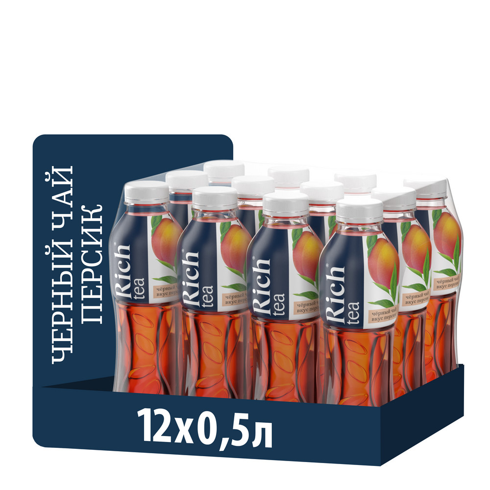 Холодный чай Rich tea черный со вкусом персика, 500мл