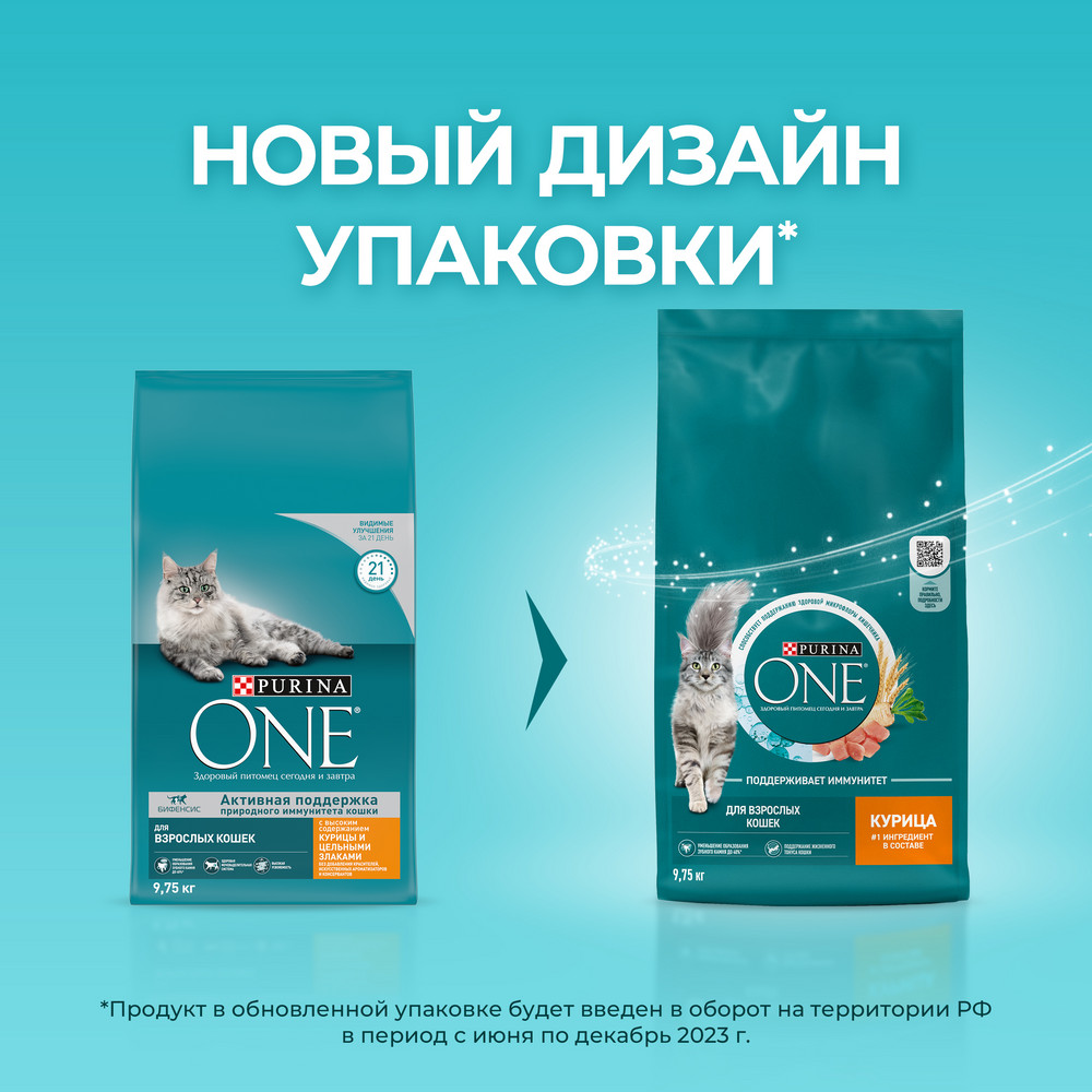 Корм Purina One сухой для взрослых с курицей, 9.75кг