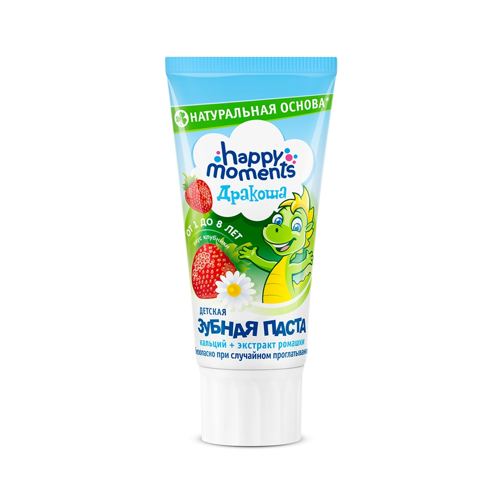 Зубная паста детская Happy Moment Дракоша Клубничная 60 мл