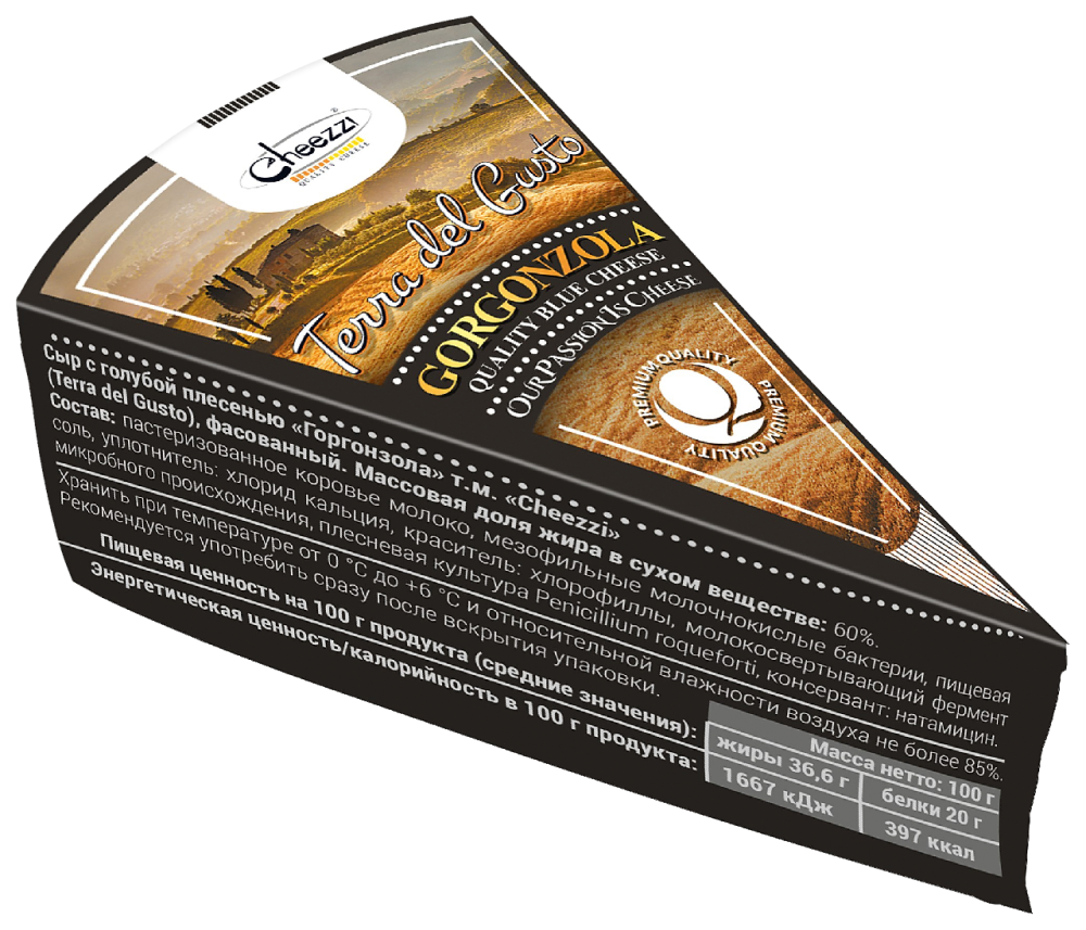 Сыр мягкий Cheezzi Terra del Gusto Горгонзола с голубой плесенью 60% 100 г