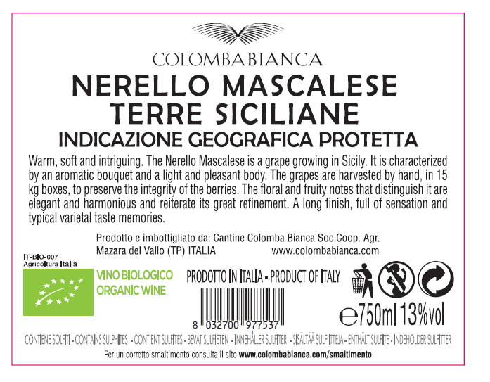 Вино Colomba Bianca Nerello Mascalese красное полусухое, 0.75л
