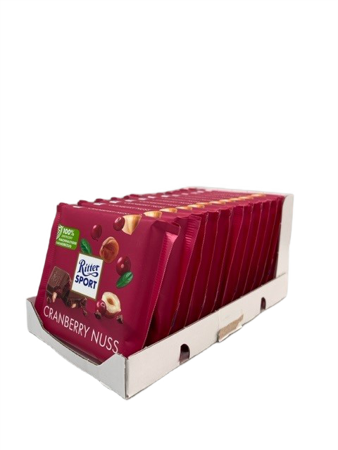 Шоколад молочный Ritter Sport лесной орех и клюква, 100г Шоколад молочный Ritter Sport лесной орех и клюква, 100г