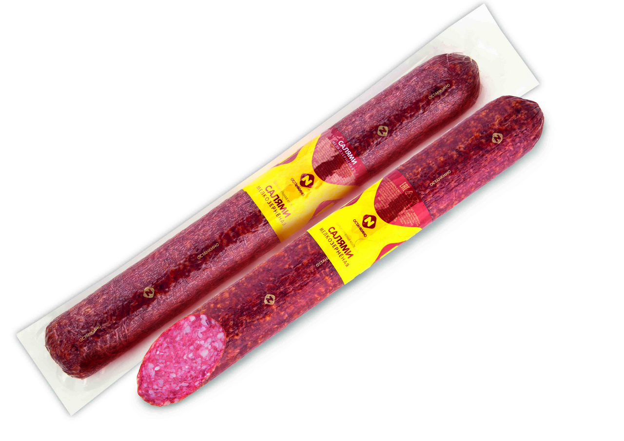 Колбаса Останкино салями мелкозерная сырокопченая, 500г