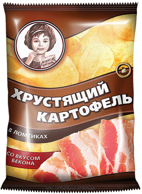 Чипсы Хрустящий картофель в ломтиках со вкусом бекона, 160г
