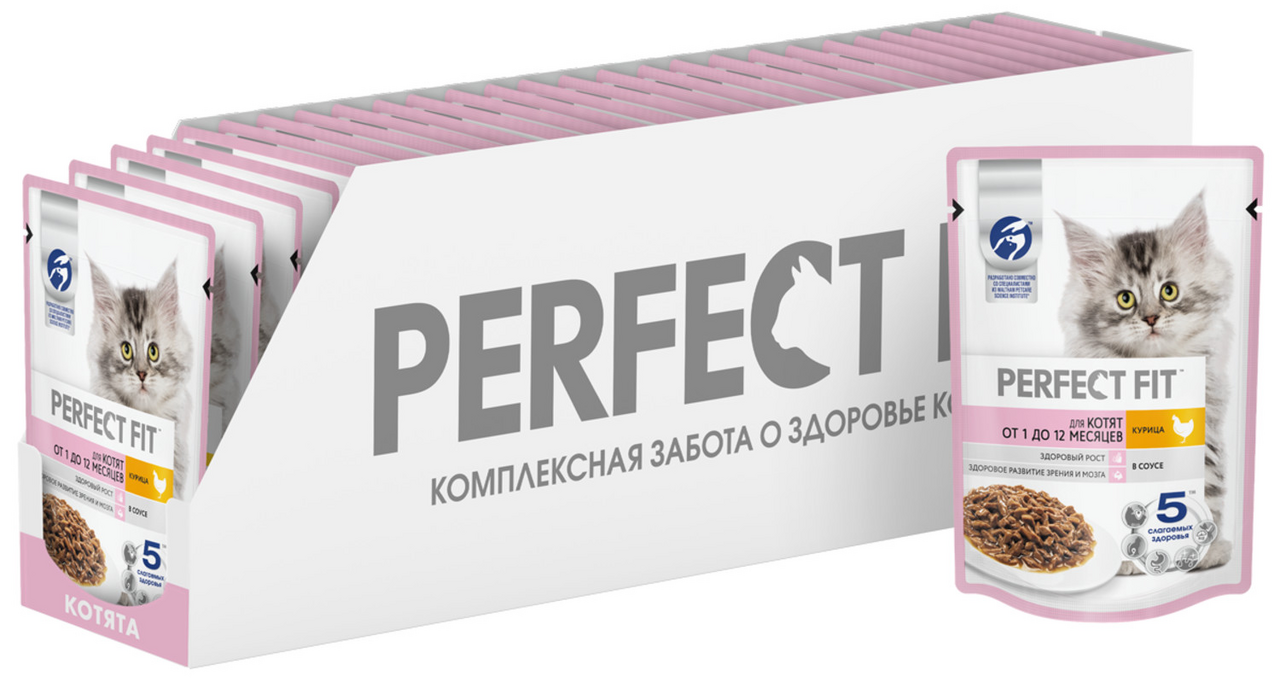 Корм влажный Perfect Fit для котят курица, 75г