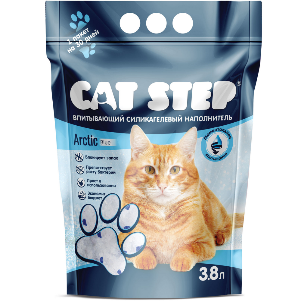 Наполнитель Cat Step Arttic Blue силикагелевый, 1.67кг