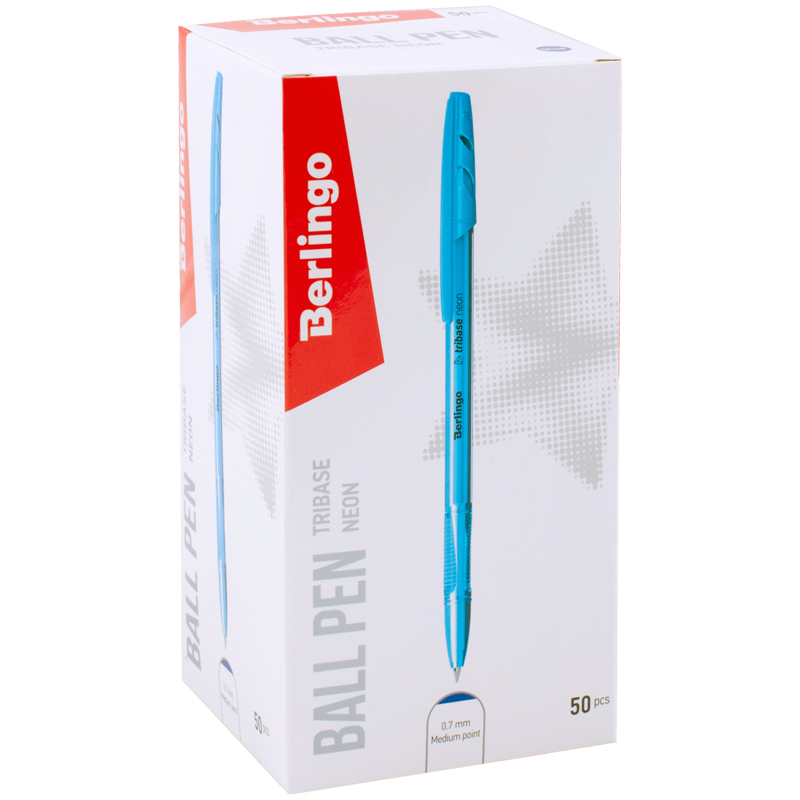 Ручка шариковая Berlingo Tribase Neon синий корпус ассорти 0,7 мм
