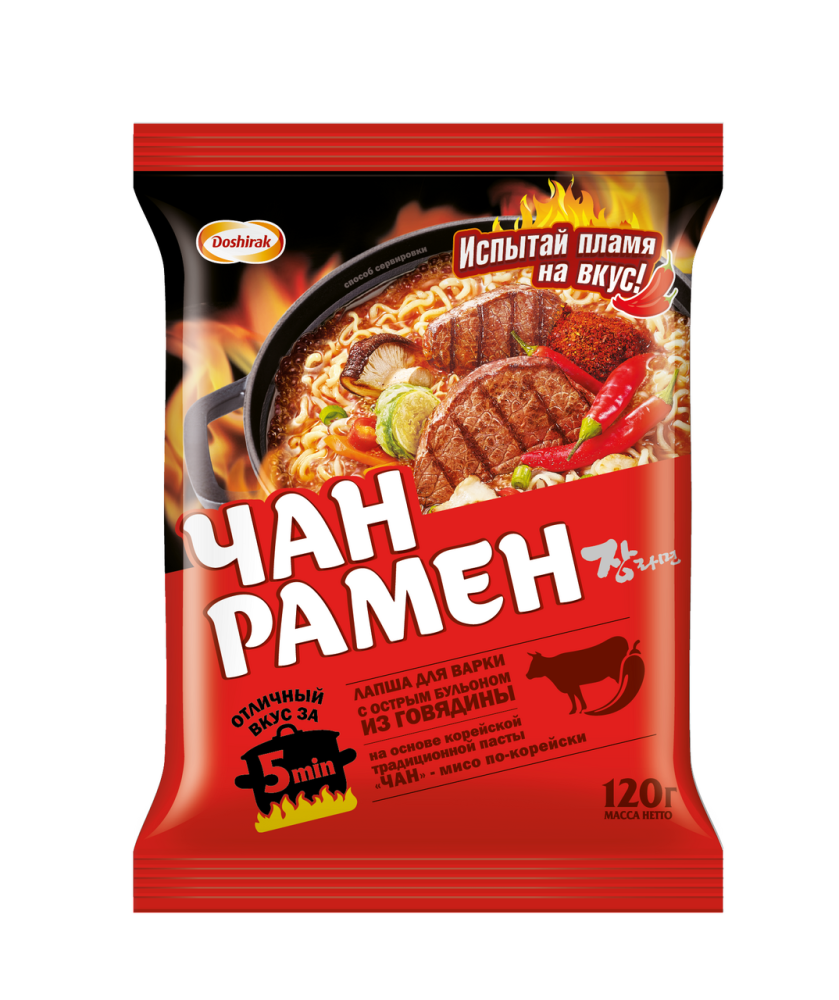 Лапша Чан рамен Доширак с острой говядиной, 120г
