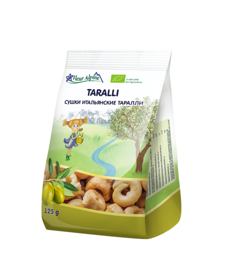 Сушки итальянские ТАРАЛЛИ Fleur Alpine на оливковом масле первого холодного отжима, 125 г