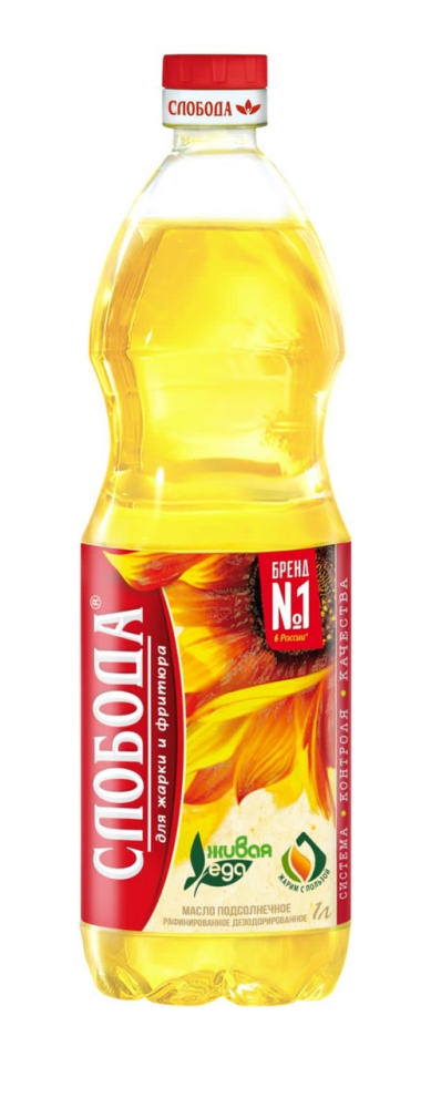 Масло Слобода подсолнечное для жарки и фритюра рафинированное, 1л