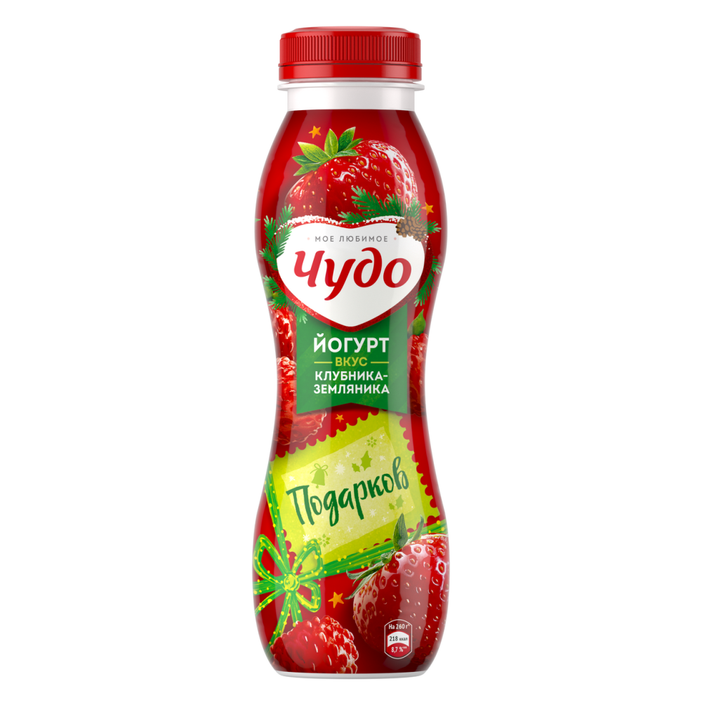 Йогурт питьевой Чудо Клубника-земляника 1.9%, 260г