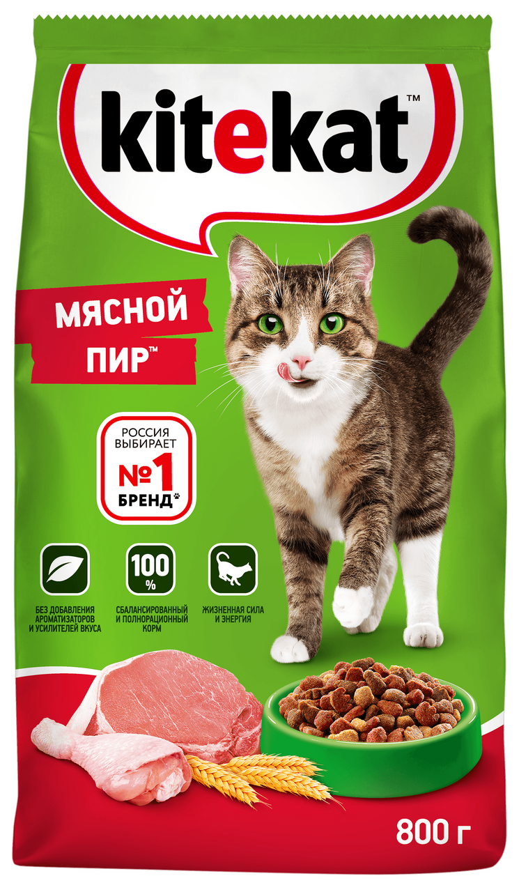 Корм для кошек сухой Kitekat Мясной пир, 800г