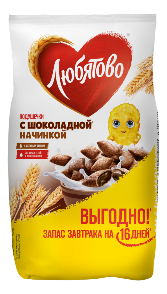 Завтрак готовый Любятово Подушки шоколадные, 500г