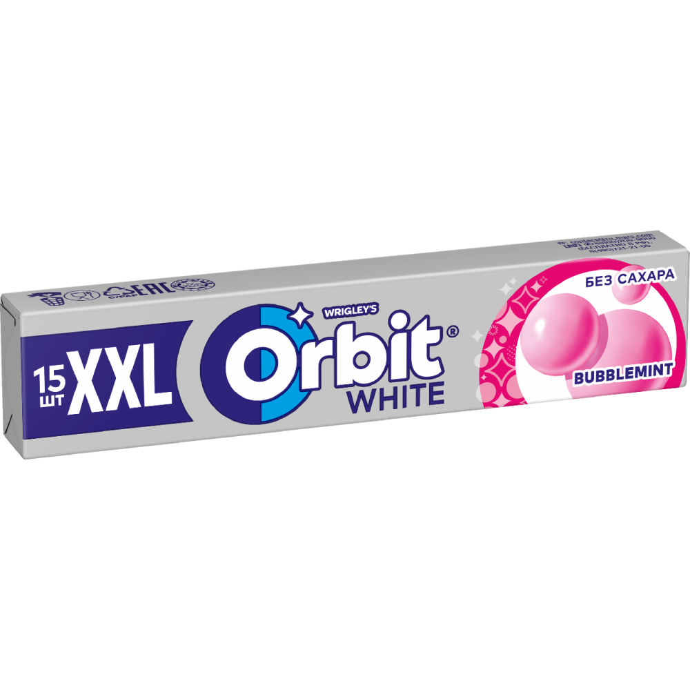 Жевательная резинка Orbit White Bubblemint XXL без сахара 20,4г