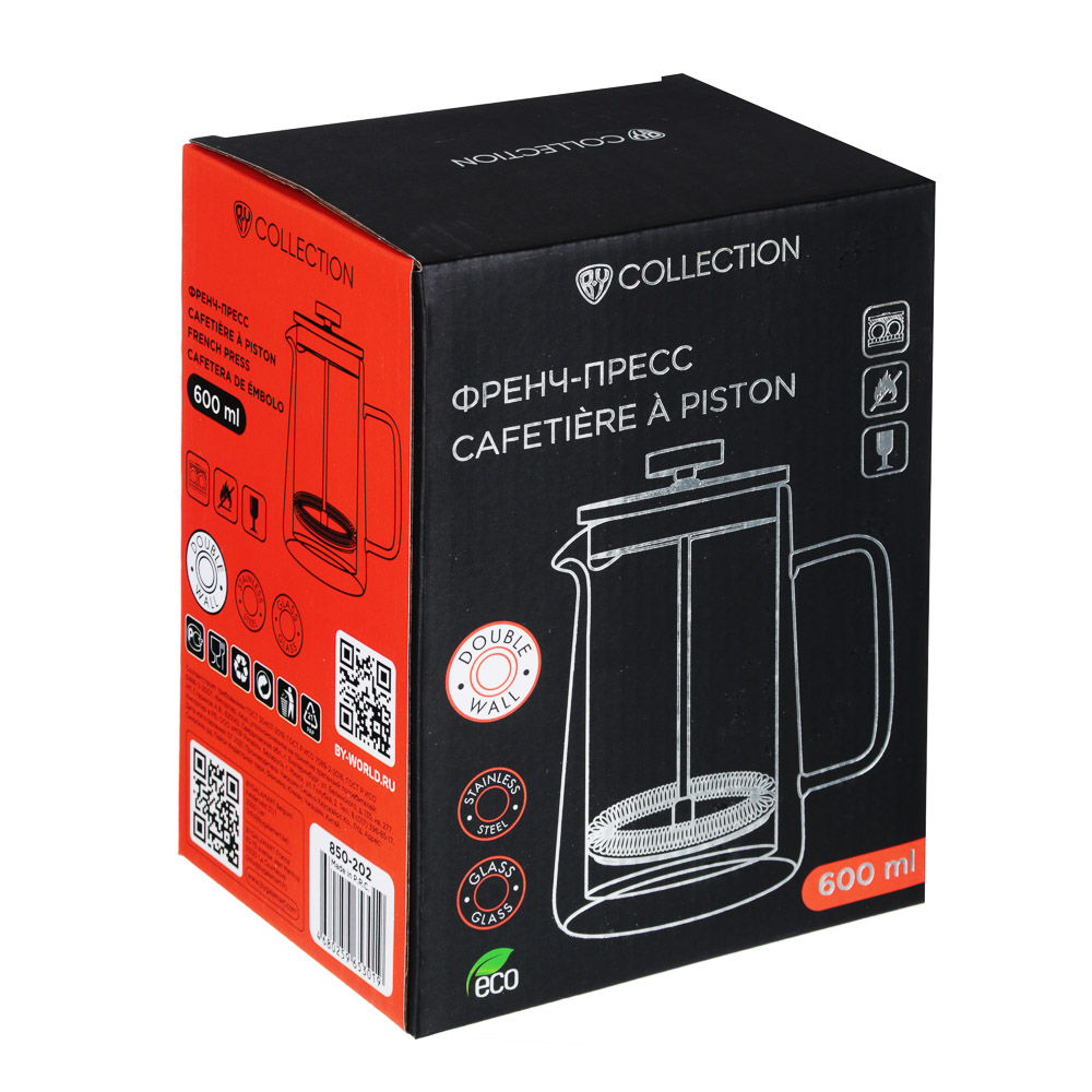 Френч-пресс By Collection жаропрочное стекло, 600мл