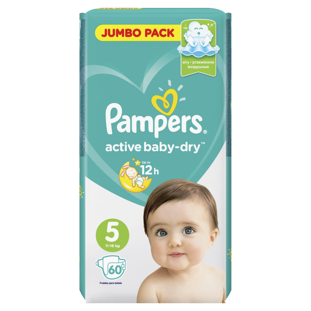 Подгузники Pampers Active Baby-Dry Junior 5 (11-16 кг, 60 штук)