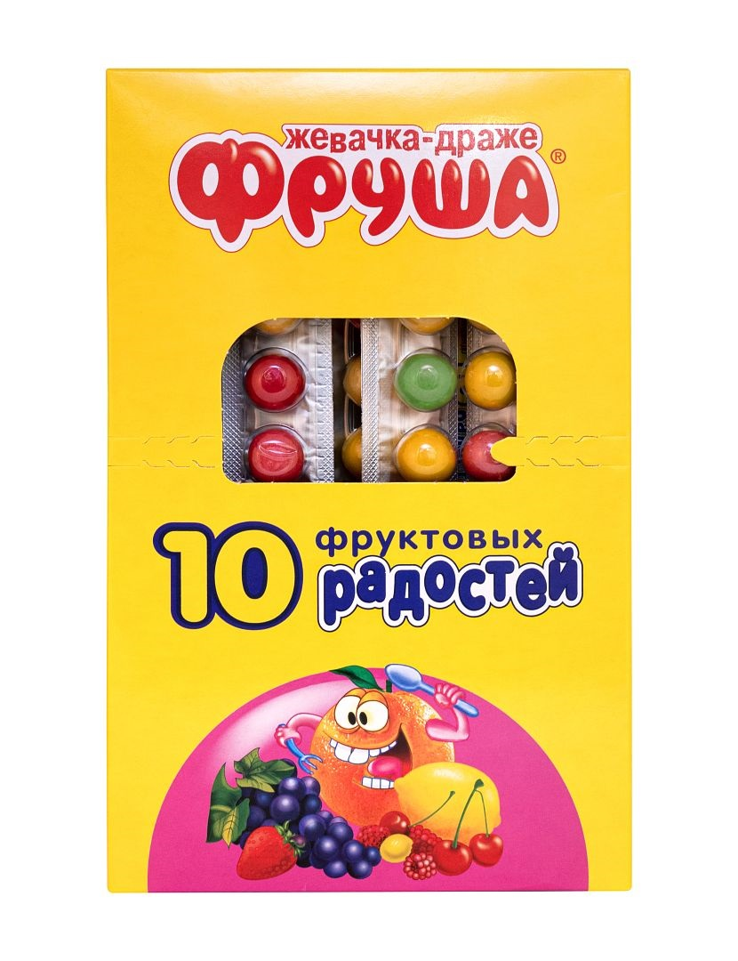 Жевательная резинка Фруша 10 Фруктовых радостей, 20г