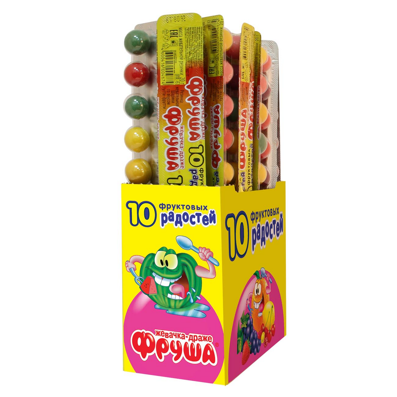 Жевательная резинка Фруша 10 Фруктовых радостей, 20г