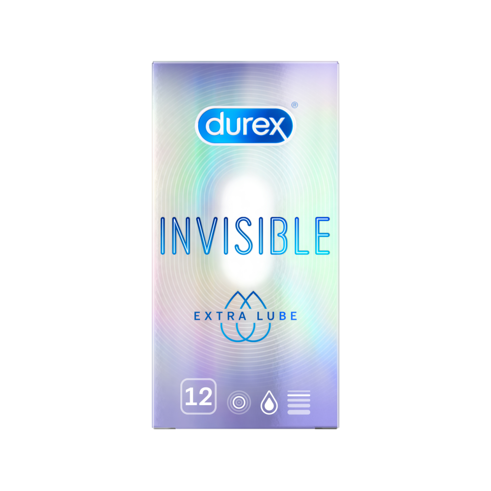 Презервативы Durex Invisible Extra Lube из натурального латекса ультратонкие, 12 шт