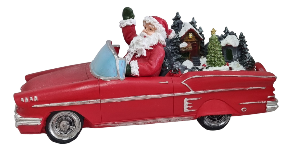 Фигурка Дед Мороз на автомобиле, 14.5 x 36см