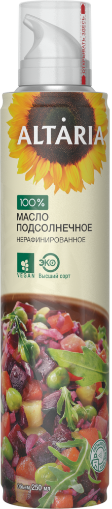 Масло Altaria подсолнечное нерафинированное, 250мл