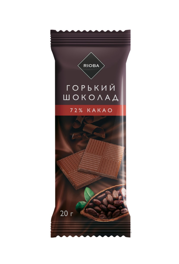 RIOBA Шоколад горький 72% какао, 20г