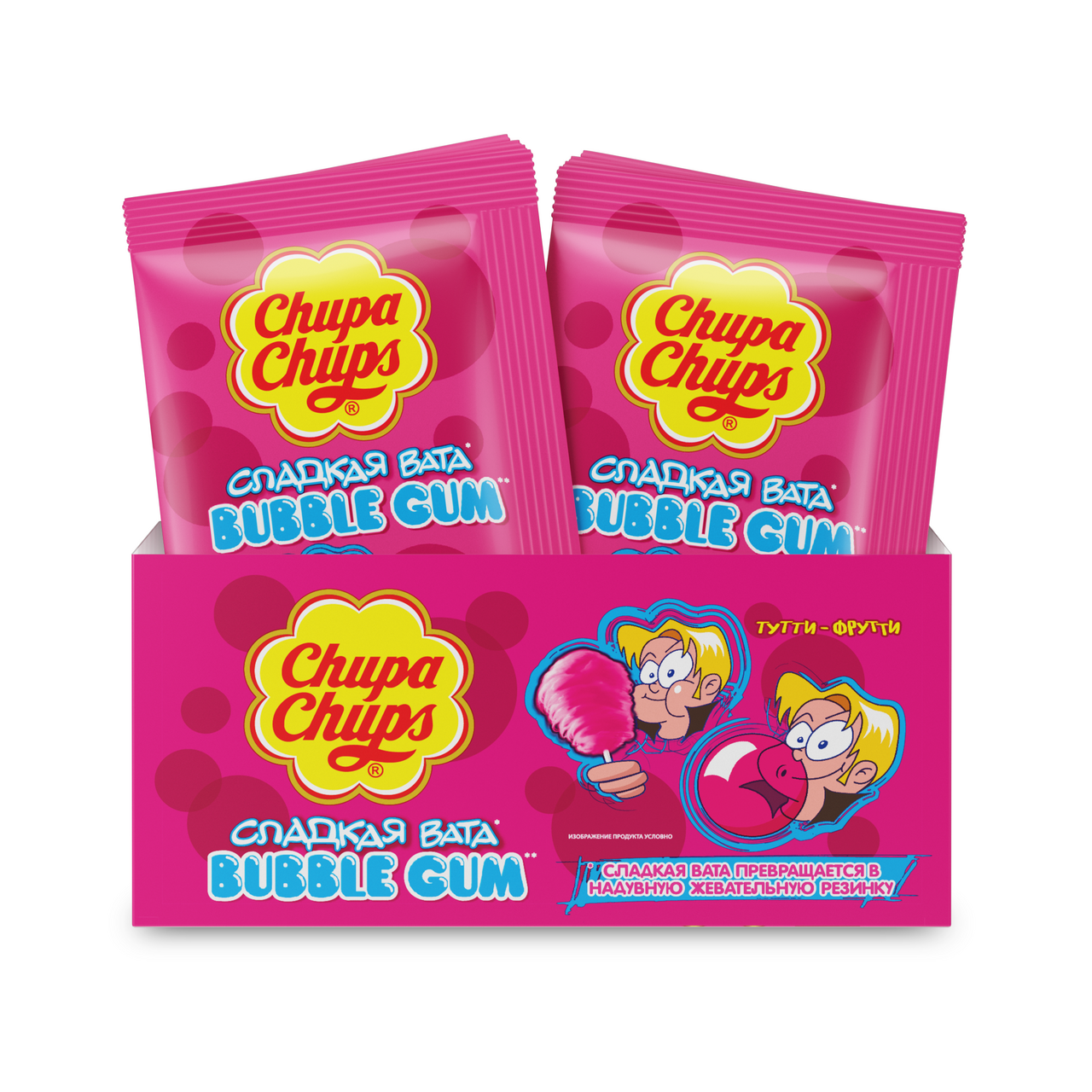 Резинка жевательная Chupa Chups Сладкая вата тутти-фрутти, 11г