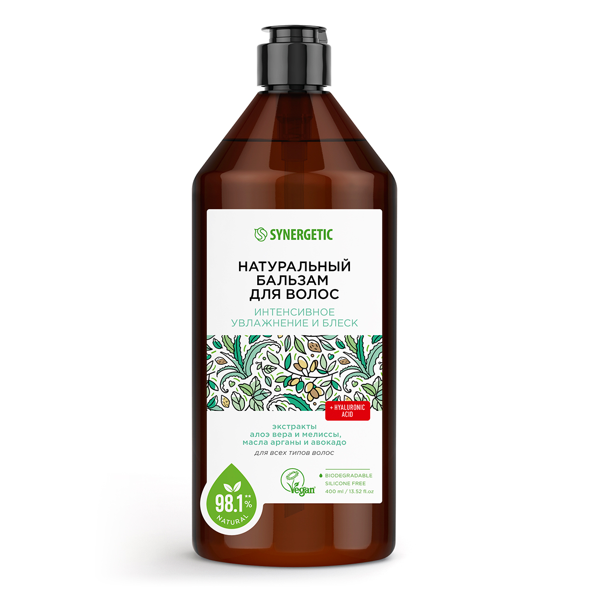 Бальзам Synergetic Интенсивное увлажнение и блеск» для всех типов волос, 400мл