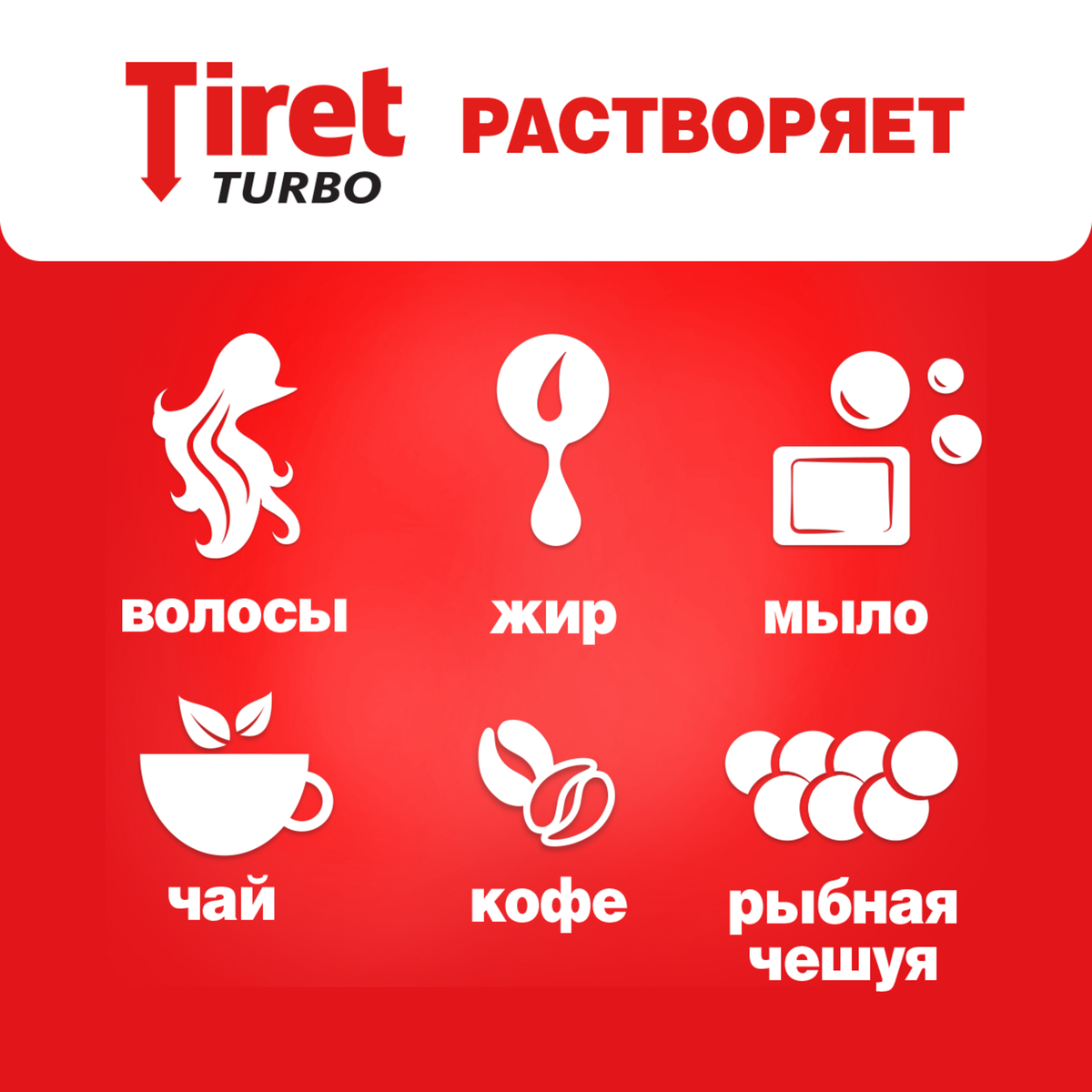 Гель Tiret Турбо для устранения сложных засоров в трубах, 1л