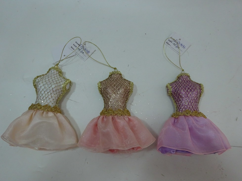 Елочное украшение Платьице, 14 см, в ассортименте